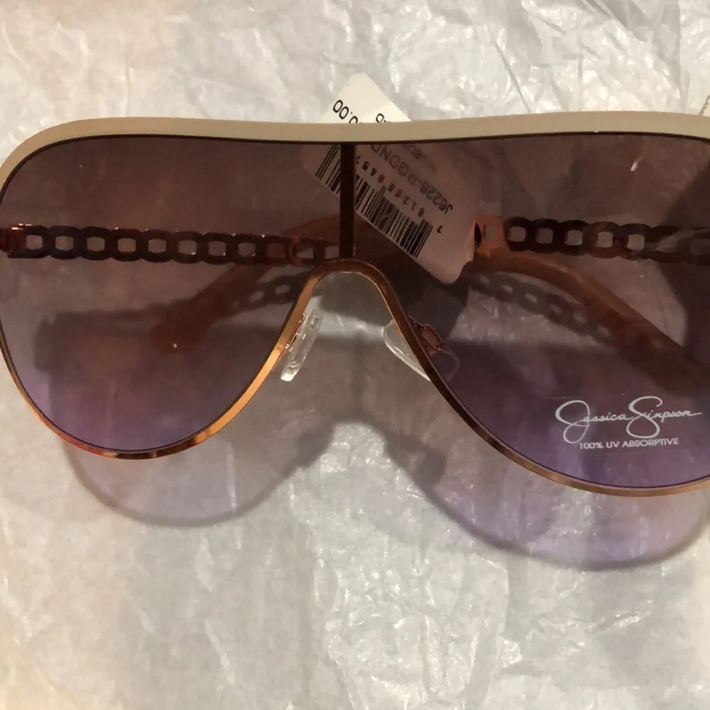 Jessica Simpson J6228 nude gray‎ rose gold Metal Shield Aviator Pilot Sunglasses